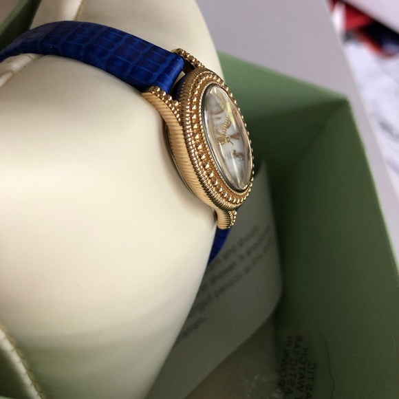 Judith Ripka 14 Gold & Cobalt Blue Lizard Watch - Picture 6 of 8